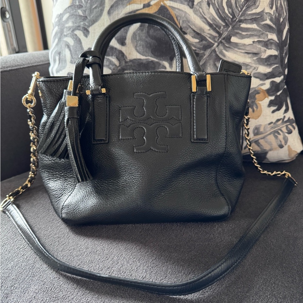 Tory Burch Black Leather Tote Bag